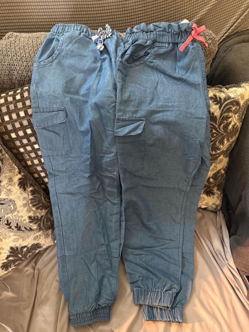 2 Girl Casual Denim-Style Cargo Joggers pants